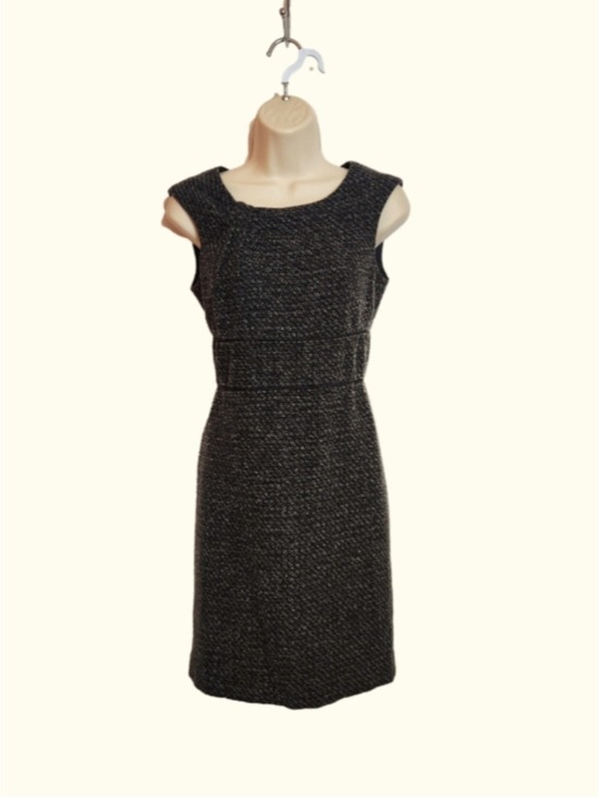 LOFT Dresses & Skirts - Ann Taylor LOFT Black and White Tweed Front Pleat Career Sheath Dress 2 Petite